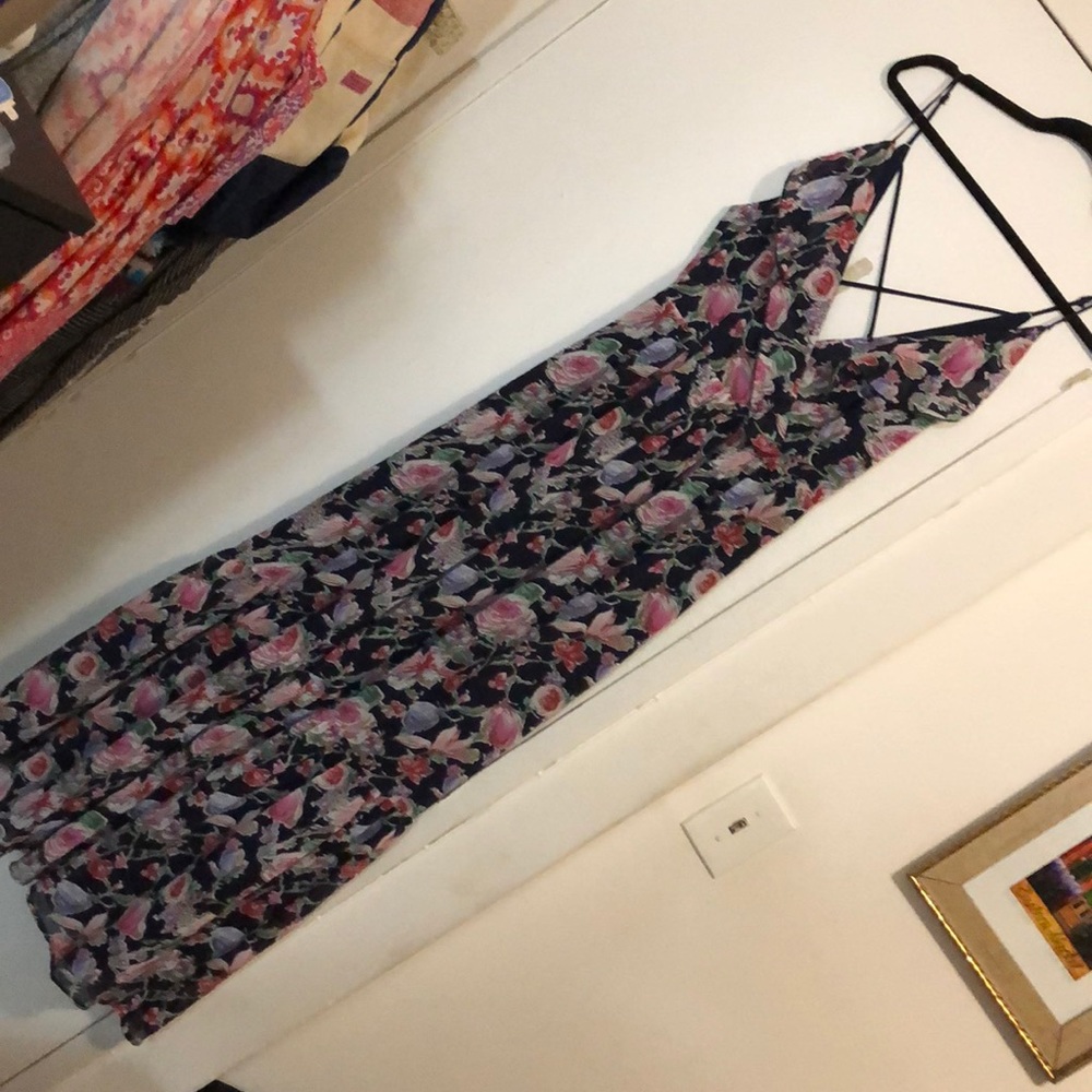 Long floral and navy dress